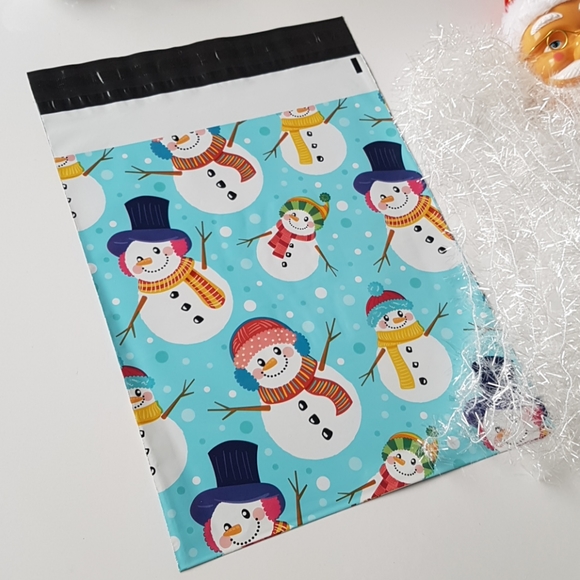 🎅🏼10 pcs Enveloppes Snowman Poly Mailers 10"x13" in - Picture 1 of 4